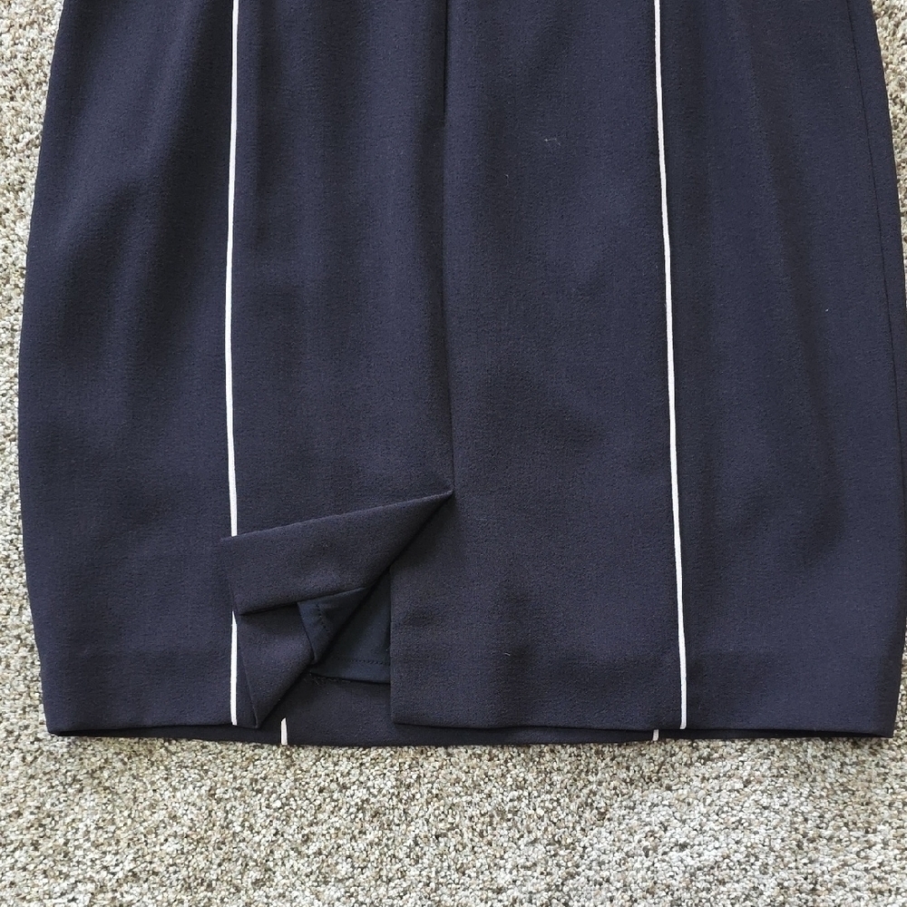 Tahari Navy Mini Dress with White Trim - Picture 7 of 7